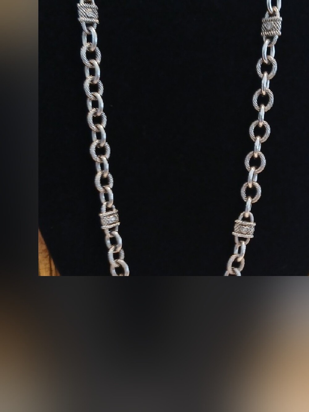 Judith Ripka Sterling Silver Diamonique Hearts Stations Fancy Chain Necklace 20" - Picture 3 of 8